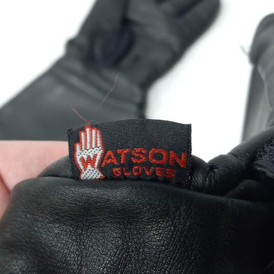 Watson Vancouver Black Leather Gauntlet Cut Motorcycle Gloves Size L image number 3