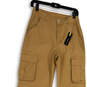 NWT Womens Khaki Flat Front Pockets Straight Leg Cargo Pants Size Medium image number 3