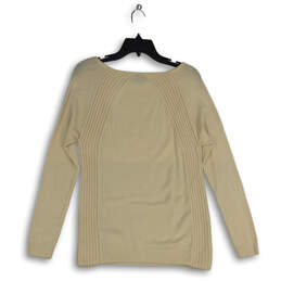 Womens Tan Knitted Long Sleeve Boat Neck Pullover Sweater Size Small alternative image