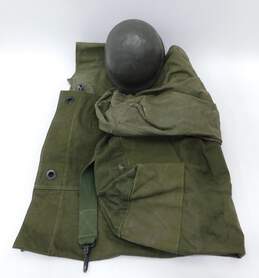 Vintage Army Military Canvas Duffel Bags w/ Metal Combat Helmet
