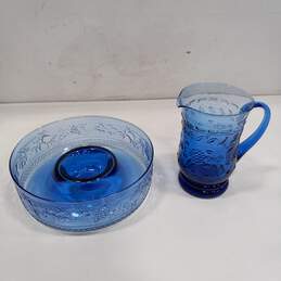 Blue Ombre Glass Bowl and Pitcher