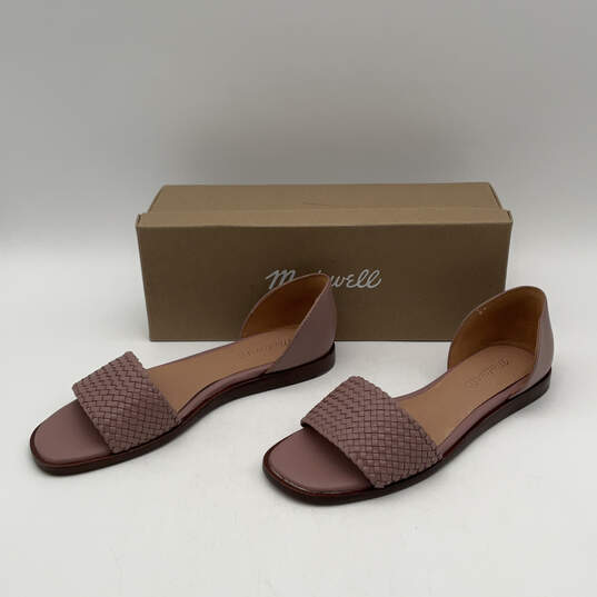 NIB Womens NK049 Pink Woven Leather Slip-On D'orsay Flat Sandals Size 8.5 image number 3