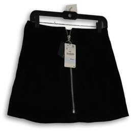 NWT Womens Black Flat Front Back Zip A-Line Skirt Size Small alternative image