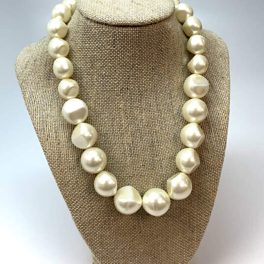 Designer J. Crew Gold-Tone Faux Pearl Fashionable Beaded Necklace image number 1