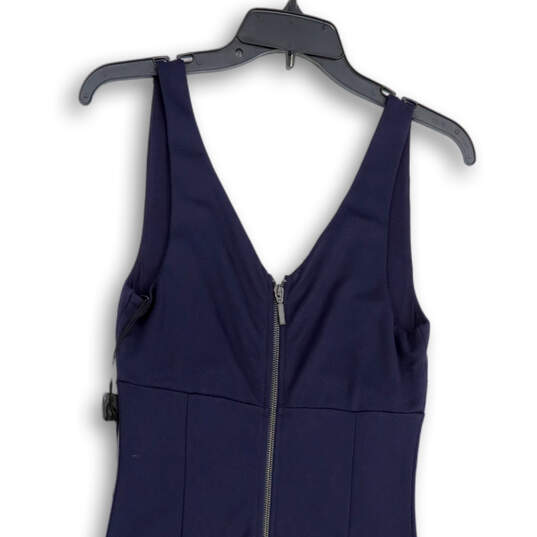 NWT Womens Blue V-Neck Back Zip Sleeveless Bodycon Dress Size Small image number 4