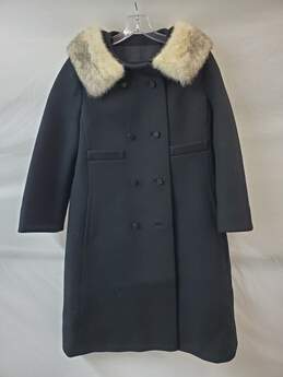 Nordstrom Best Vintage Mink Fur Collar Black Coat