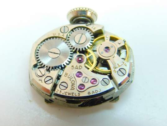 Ladies VTG Bulova 18K White Gold Case 23 Jewels Black Corded Wrist Watch 9.6g image number 10