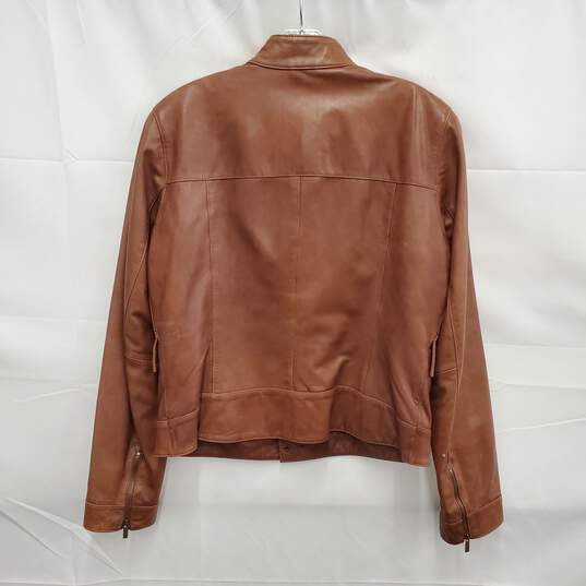 American Living WM's 100% Genuine Leather Brown Bomber Jacket Size L image number 2