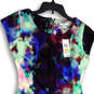NWT Womens Multicolor Tie-Dye Cap Sleeve Round Neck Sheath Dress Size M image number 3
