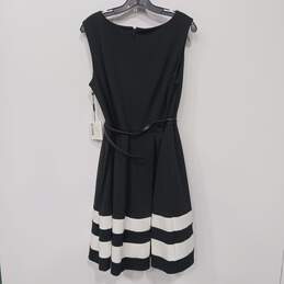 Calvin Klein Women's Black & White Belted Fit & Flare Dress Size 14 NWT alternative image