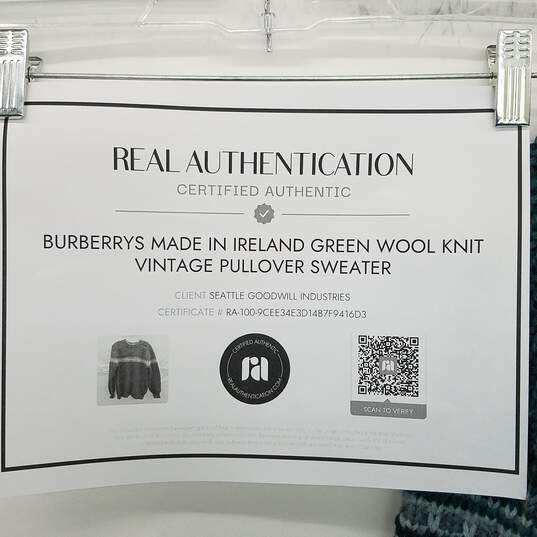 AUTHENTICATED Burberrys Made In Ireland Green Wool Knit Vintage Pullover Sweater image number 5