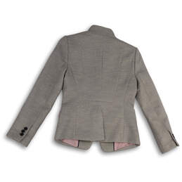 Womens Gray Notch Lapel Long Sleeve Flap Pockets One-Button Blazer Size 0P alternative image