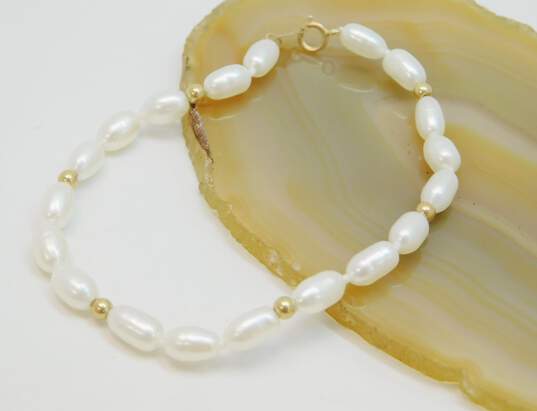 14K Yellow Gold Pearl Bracelet 4.8g image number 1