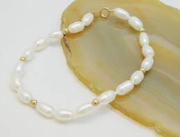14K Yellow Gold Pearl Bracelet 4.8g