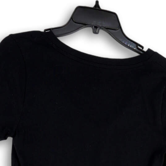 Womens Black V-Neck Short Sleeve Stretch Pullover T-Shirt Size Small image number 4