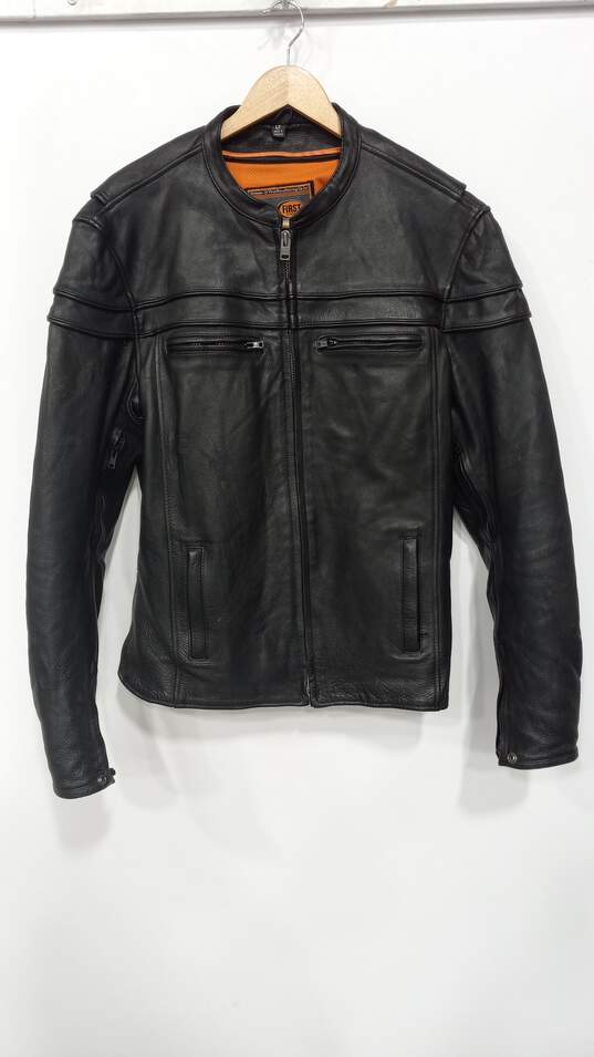 Women’s First Classics Leather Full-Zip Motorcycle Jacket w/Removable Liner Sz LT image number 1