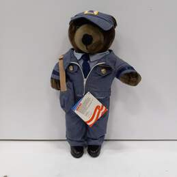 Vintage 1986 J.J. Wind 20" USPS Mail Carrier Patriot Teddy Bear
