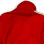 Womens Red White Collared Long Sleeve Pockets Full-Zip Track Jacket Size XL image number 4