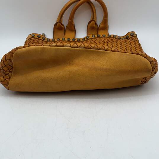 Constanza Womens Yellow Leather Rota Top Handle Zipper Tote Handbag image number 3