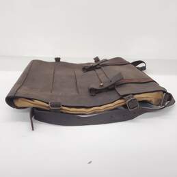 Jo Brown Boot Leather & Waxed Canvas Convertible Messenger Bag Backpack alternative image