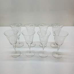 Rock Sharpe Fernwood Pattern Etched & Cut Blown Glass Water Goblet Set of 8