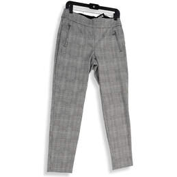NWT Womens Black White Houndstooth Zip Pockets Ankle Pants Size Medium