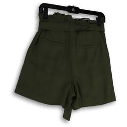NWT Womens Green Tie Waist Pleated Front Pockets Paperbag Shorts Size 2 alternative image