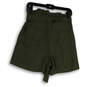NWT Womens Green Tie Waist Pleated Front Pockets Paperbag Shorts Size 2 image number 2
