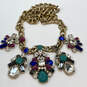 Designer J. Crew Gold-Tone Crystal Cut Stone Link Chain Statement Necklace image number 2