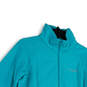 Womens Green Fleece Mock Neck Long Sleeve Pockets Full-Zip Jacket Size L image number 3