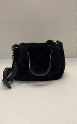 Issac Mizrahi Fuzzy Mini Satchel Handbag Black