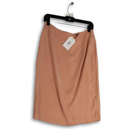 NWT Womens Brown Flat Front Back Zip Straight & Pencil Skirt Size Large alternative image