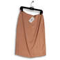 NWT Womens Brown Flat Front Back Zip Straight & Pencil Skirt Size Large image number 2