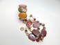 JD Signed 925 Mookaite Jasper Pearl Shell Chunky Necklace & Bracelet 273.3g image number 3