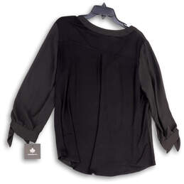 NWT Womens Black 3/4 Sleeve Knot V-Neck Pullover Blouse Top Size X-Large alternative image