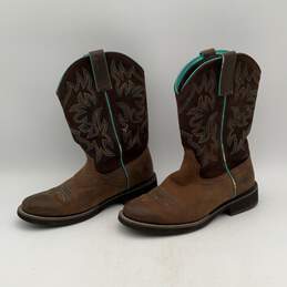 Ariat Womens Brown Turquoise Embroidered Cowboy Pull-On Western Boots Size 7.5 alternative image