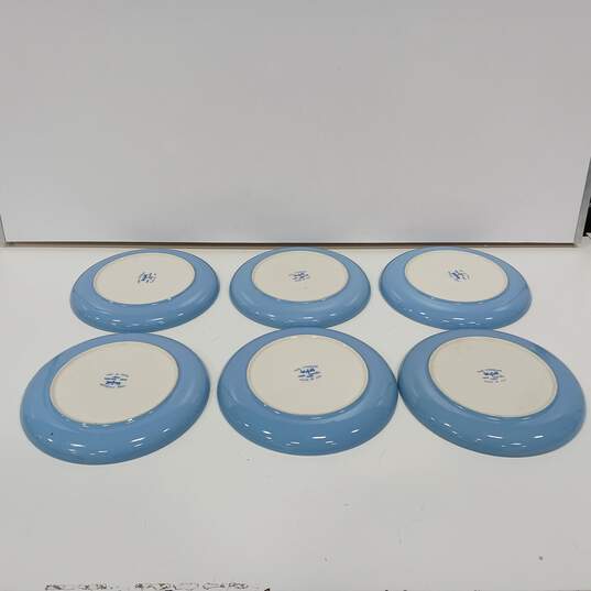 Set of 6 Winfield Blue Bamboo 10.25" Dinner Plates image number 4