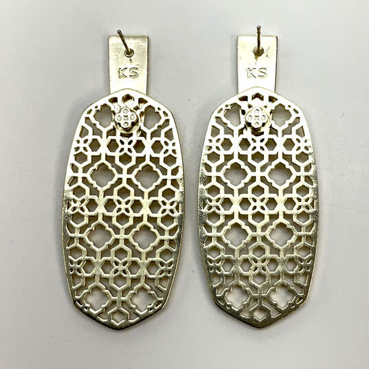 Designer Kendra Scott Gold-Tone Shiny Aragon Drop Earrings With Dust Bag image number 3