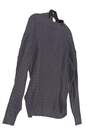 Mens Gray Knitted Mock Neck Long Sleeve Pullover Sweater Size Medium image number 3