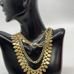 Designer Stella & Dot Gold-Tone Triple Strand Layered Statement Necklace