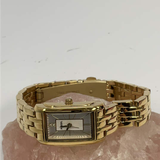 Designer Fossil ES-2737 Gold-Tone Dial Stainless Steel Analog Wristwatch image number 1