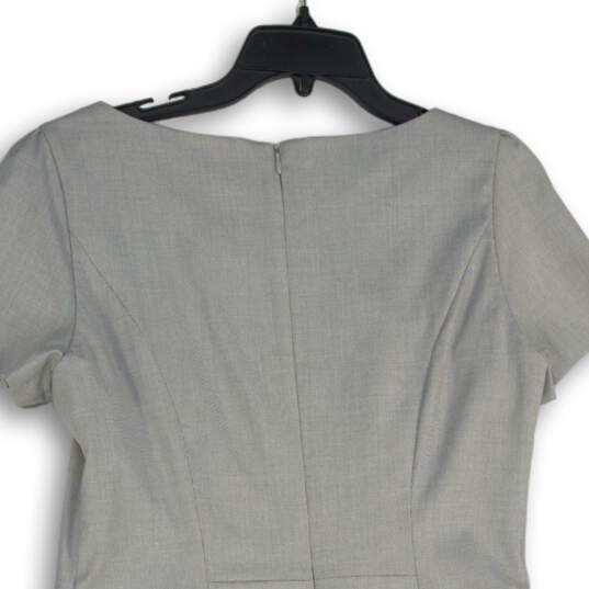 H&M Womens Gray Boat Neck Short Puff Sleeve Back Zip A-Line Dress Size 10 image number 4