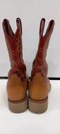 Ariat Men's Red and Tan Leather Cowboy Boots Size 9 image number 4