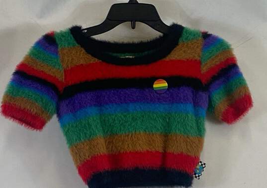 UNIF Women's Rainbow Stripe Crop Sweater- XS image number 1