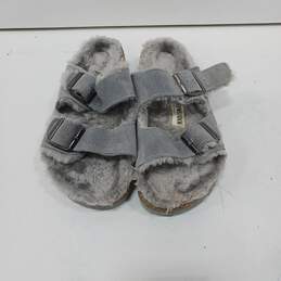 Birkenstock Gray Faux Fur Lined Suede Sandals (Women's Size 9, Men's Size 7)