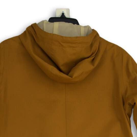 Womens Orange Long Sleeve Hooded Full-Zip Parka Jacket Size Small image number 4