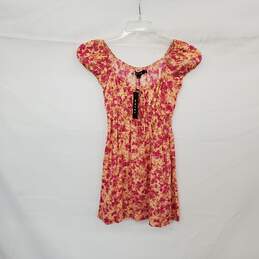 Motel Peach & Pink Floral Patterned Baby Doll Galova Dress WM Size M NWT
