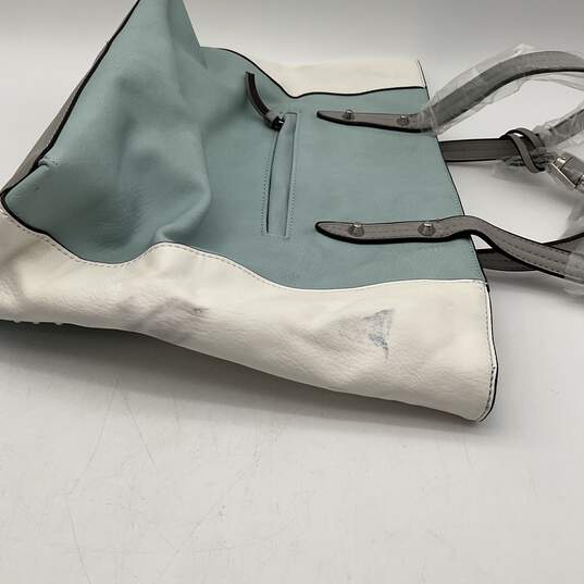 NWT Womens Blue Leather Inner Zip Pocket Double Strap Shoulder Bag image number 3