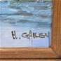 Artist H. Gailey Signed Oil Painting Floral Cottage & Stone Bridge Framed Art image number 5