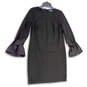 NWT Womens Black Stretch Round Neck Bell Sleeve Back Zip Shift Dress Size 8 image number 1